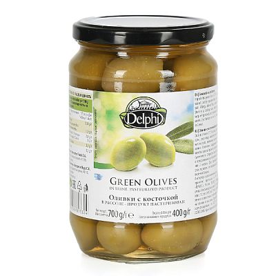 Оливки Delphi с косточкой в рассоле 700г