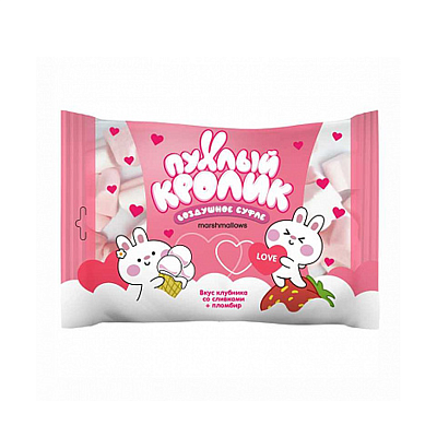 Маршмеллоу Пухлый кролик СЕРДЕЧКИ Клубника со сливками + Пломбир 130 г