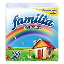 Салфетки бумажные Familia 1-слойные 100 шт