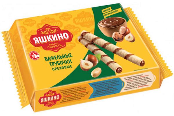  Трубочки вафельные Яшкино с ореховой начинкой 190 г в интернет-магазине продуктов с Преображенского рынка Apeti.ru