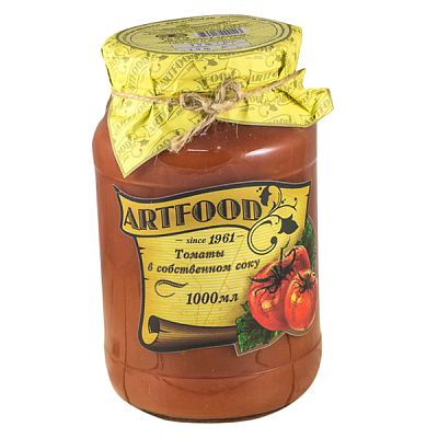 Томаты очищенные Artfood в собственном соку 1 л
