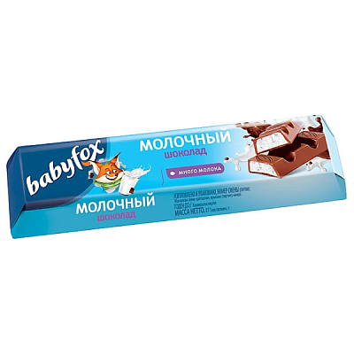 Батончик BabyFox шоколадный с молочной начинкой 45г