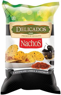 Чипсы кукурузные Nachos Delicados оливки и паприка 75 г