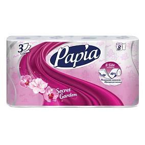  Туалетная бумага Papia трехслойная Secret Garden 8 шт в интернет-магазине продуктов с Преображенского рынка Apeti.ru