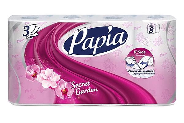  Туалетная бумага Papia трехслойная Secret Garden 8 шт в интернет-магазине продуктов с Преображенского рынка Apeti.ru