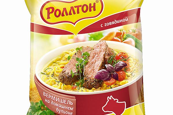  Вермишель быстрого приготовления Роллтон говядина пакет 60 г в интернет-магазине продуктов с Преображенского рынка Apeti.ru