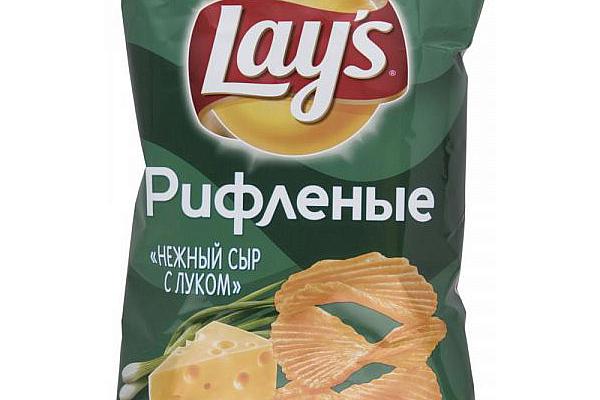  Чипсы Lays нежный сыр с луком рифленые 150 г в интернет-магазине продуктов с Преображенского рынка Apeti.ru