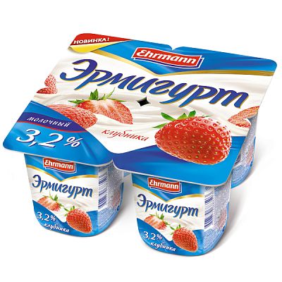 Йогуртный продукт Эрмигурт молочный 3,2 % клубника 100 г