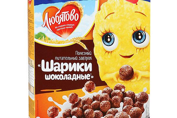  Готовый завтрак Любятово шоколадные шарики 250 г в интернет-магазине продуктов с Преображенского рынка Apeti.ru