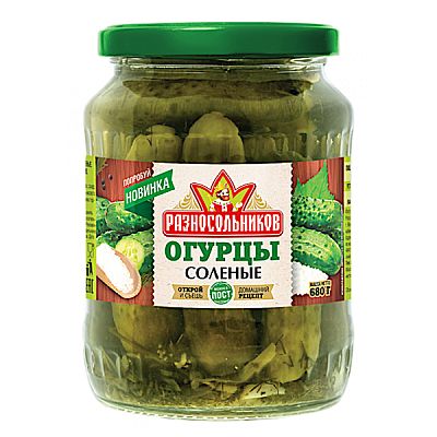 Огурцы соленые "Разносольников" 680 г