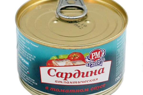  Сардина атлантическая "Рыбное меню" в томатном соусе 230 г в интернет-магазине продуктов с Преображенского рынка Apeti.ru