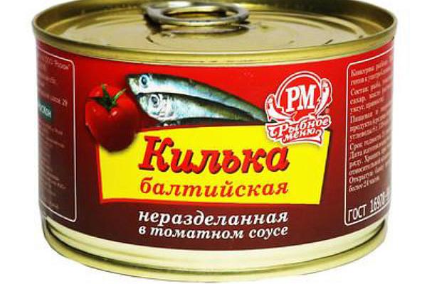  Килька балтийская "Рыбное меню" в томатном соусе 230 г в интернет-магазине продуктов с Преображенского рынка Apeti.ru