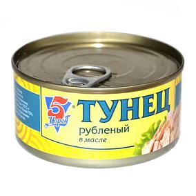  Тунец 5 Морей рубленный в масле 185 г в интернет-магазине свежих фермерских продуктов Apeti.ru