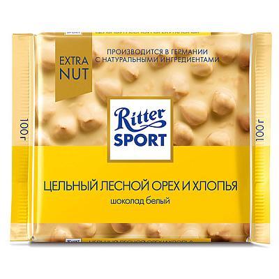 Шоколад Ritter Sport белый цельный лесной орех и хлопья 100 г в Apeti.ru Шоколад Ritter Sport белый цельный лесной орех и хлопья 100 г в интернет-магазине свежих фермерских продуктов Apeti.ru