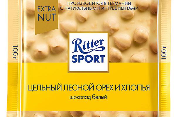  Шоколад Ritter Sport белый цельный лесной орех и хлопья 100 г в интернет-магазине продуктов с Преображенского рынка Apeti.ru