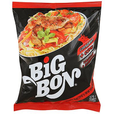  Лапша быстрого приготовления Big Bon говядина и соус томатный с базиликом 75 г в интернет-магазине свежих фермерских продуктов Apeti.ru