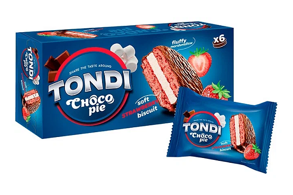  Пирожное  Tondi Choco Pie клубничный 180 г в интернет-магазине продуктов с Преображенского рынка Apeti.ru