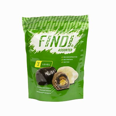 Финики с миндалем в шоколадной глазури в ассортименте FINDI ASSORTED 150гр 
