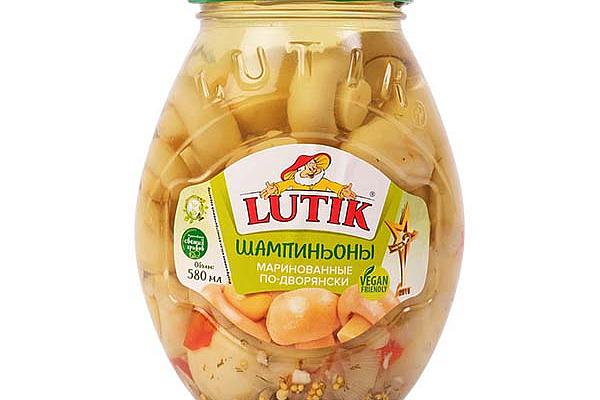  Шампиньоны LUTIK маринованные по-дворянски ст/б 580 г в интернет-магазине продуктов с Преображенского рынка Apeti.ru