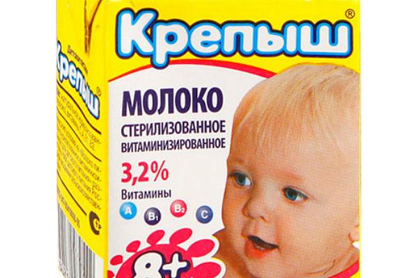  Молоко Крепыш 3,2% витаминизированное для детей с 8 месяцев 200 мл в интернет-магазине продуктов с Преображенского рынка Apeti.ru