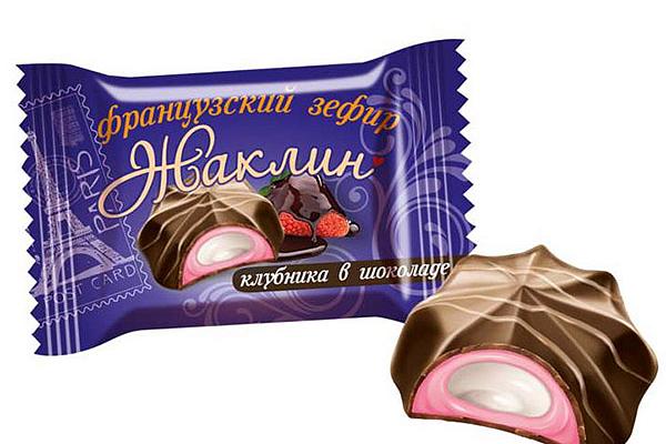  Конфеты Жаклин французский зефир клубника в шоколаде 500 г в интернет-магазине продуктов с Преображенского рынка Apeti.ru