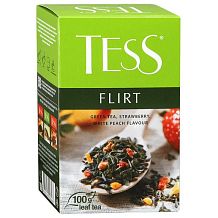 Чай зеленый Tess Flirt с клубникой и ароматом белого персика 100 г