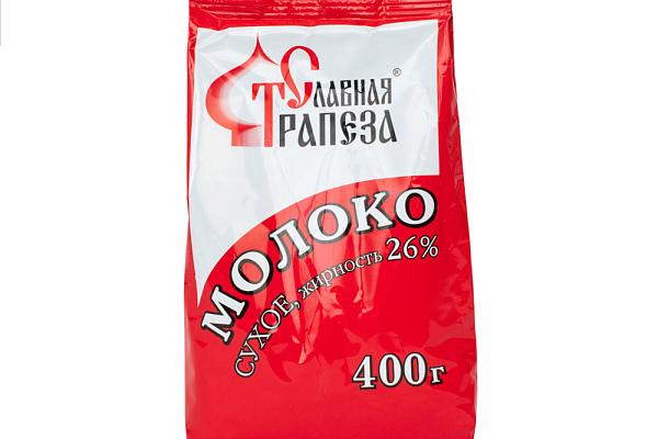  Молоко сухое Славная Трапеза 26% 400 г в интернет-магазине продуктов с Преображенского рынка Apeti.ru