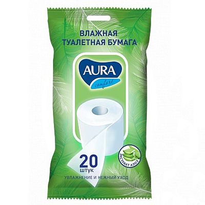 Туалетная бумага влажная Aura 20 шт