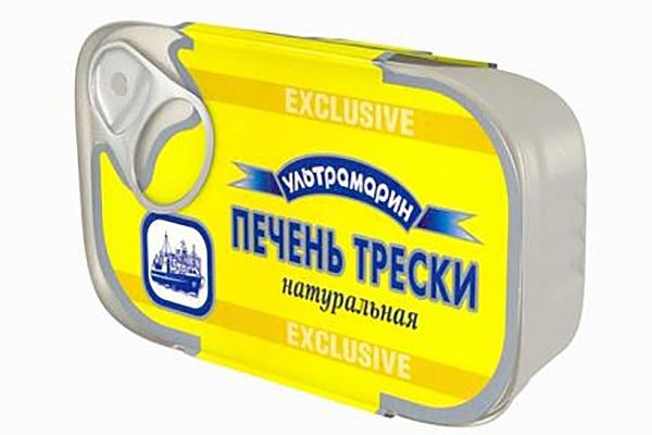  Печень "Ультрамарин" трески натуральная 120 г в интернет-магазине продуктов с Преображенского рынка Apeti.ru