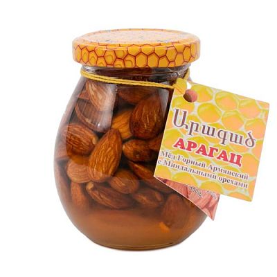 Мед арагац горный армянский с миндальными орехами 350 г