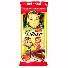 Шоколад Красный Октябрь Аленка с начинкой клубника со сливками 87 г