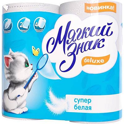 Туалетная бумага Мягкий Знак Deluxe двухслойная 4 шт