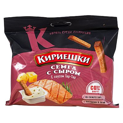 Сухарики Кириешки ржаные со вкусом сыра и семги с соусом тартар 60 г