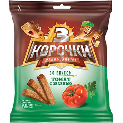 Сухарики Три Корочки ржаные с томатом и зеленью 100 г
