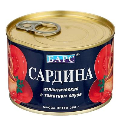  Сардина "Барс" в томатном соусе 250 г в интернет-магазине свежих фермерских продуктов Apeti.ru