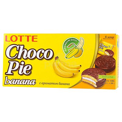 Пирожное Choco Pie Lotte с ароматом банана 168 г