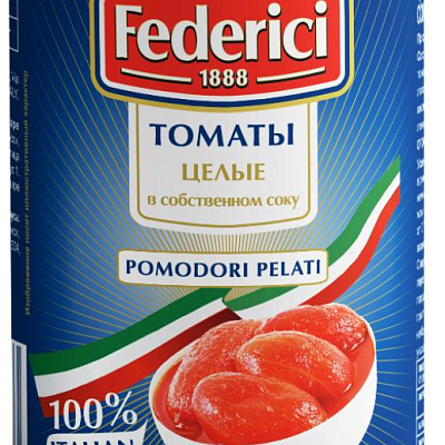  Томаты очищенные целые Federici в собственном соку  425 г в интернет-магазине свежих фермерских продуктов Apeti.ru