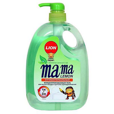 Гель Mama lemon для мытья посуды и детских принадлежностей зеленый чай 1 л