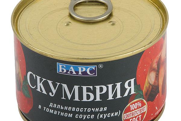  Скумбрия "Барс" атлантическая в томатном соусе 250 г в интернет-магазине продуктов с Преображенского рынка Apeti.ru