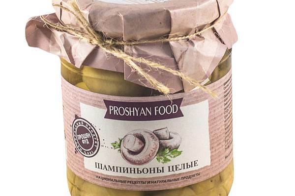  Грибы шампиньоны Proshyan Food целые маринованные 500 г в интернет-магазине продуктов с Преображенского рынка Apeti.ru