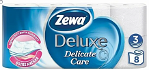 Туалетная бумага Zewa Deluxe трехслойная белая delicate care 8 шт
