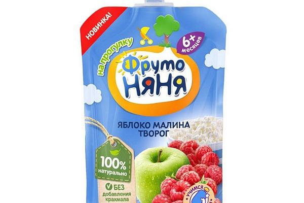  Пюре Фрутоняня яблоко малина творог 90 г в интернет-магазине продуктов с Преображенского рынка Apeti.ru