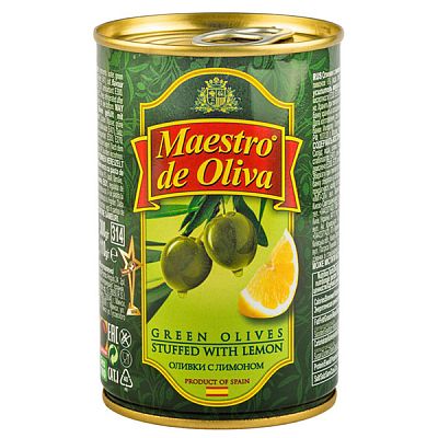 Оливки Maestro de Oliva с лимоном 300 г