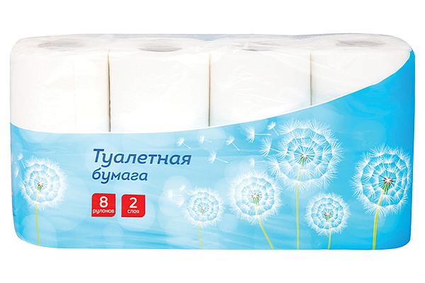  Туалетная бумага OfficeClean двухслойная 8 шт в интернет-магазине продуктов с Преображенского рынка Apeti.ru