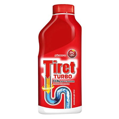 Гель Tiret Turbo для устранения сложных засоров в трубах 500 мл