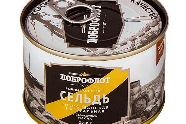  Сельдь тихоокеанская "Доброфлот" натуральная с добавлением масла 245 г в интернет-магазине продуктов с Преображенского рынка Apeti.ru