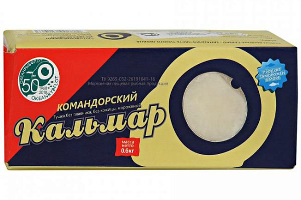  Кальмар командорский без плавника, без кожицы, мороженый, 600 г в интернет-магазине продуктов с Преображенского рынка Apeti.ru