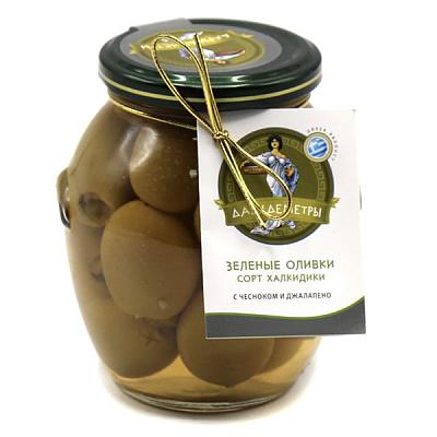  Оливки халкидики "Дары Деметры" зеленые с чесноком и джалапено 360 г в интернет-магазине свежих фермерских продуктов Apeti.ru