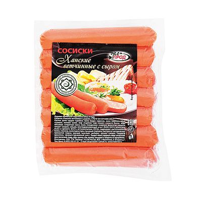 Сосиски ЭкоПрод ханские ветчинные с сыром 450 г