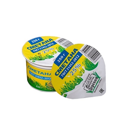 Сметана Продукты Деревни 25% 250 г пл/б ГОСТ БЗМЖ